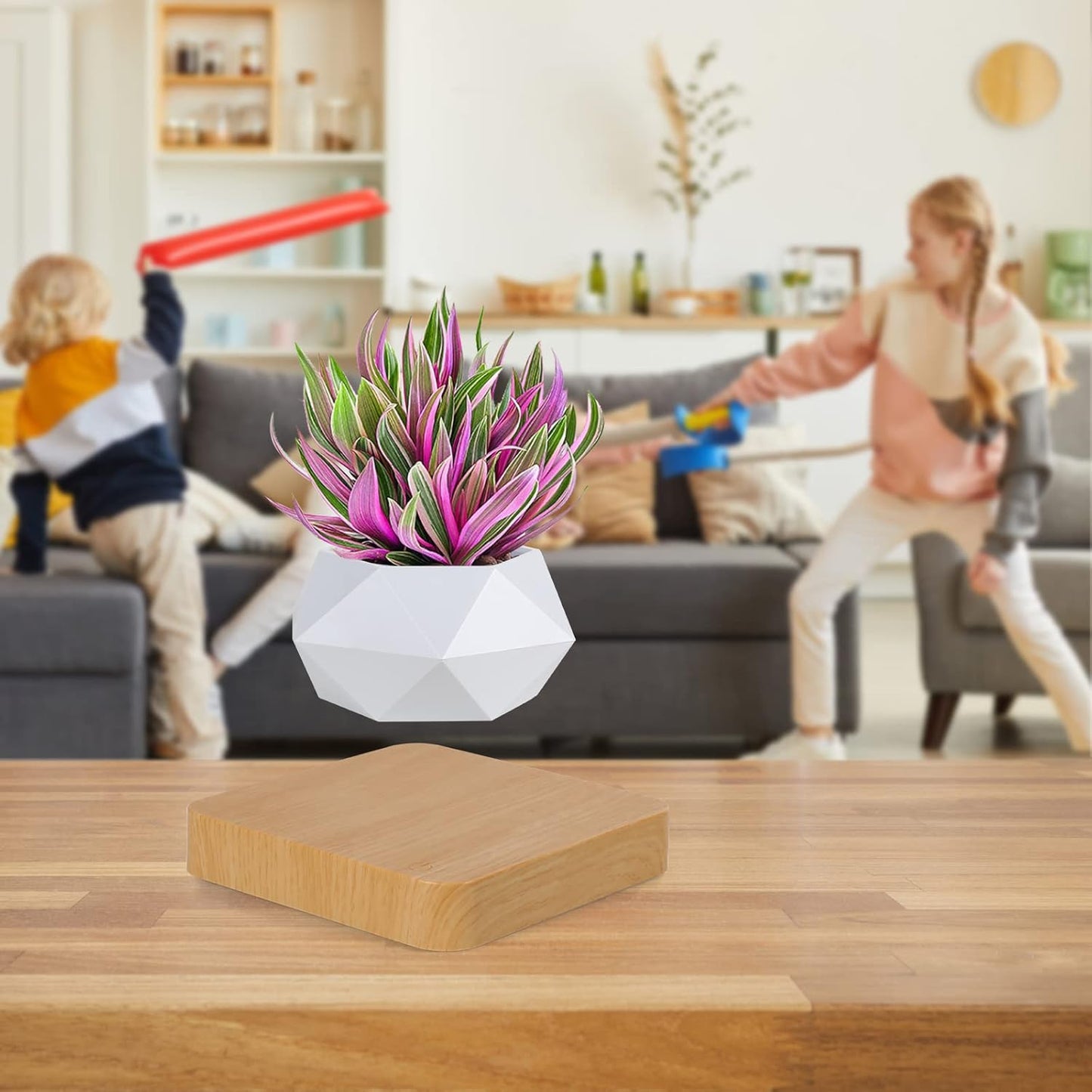 Levitating Air Bonsai Pot, Cool Stuff,Rotation Flower Pot Planters, Potted Plant Home Desk Decor in Flower Pots & Planters from Home & Garden on (Light Color)