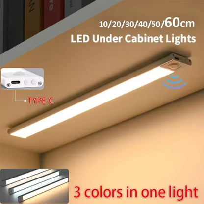 10-60Cm LED under Cabinet Lights Wireless Motion Sensor Night Light Ultra Thin Light for Kitchen Bedroom Closet Cabinet Lighting