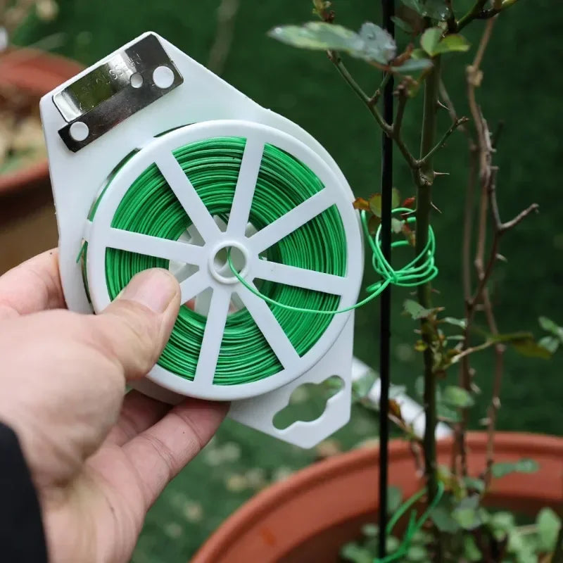 Garden Plants Strapping Iron Wire Garden Plant Tie with Cutter Plant Flower Vine Climbing Support Cable String Garden Wrap Tool