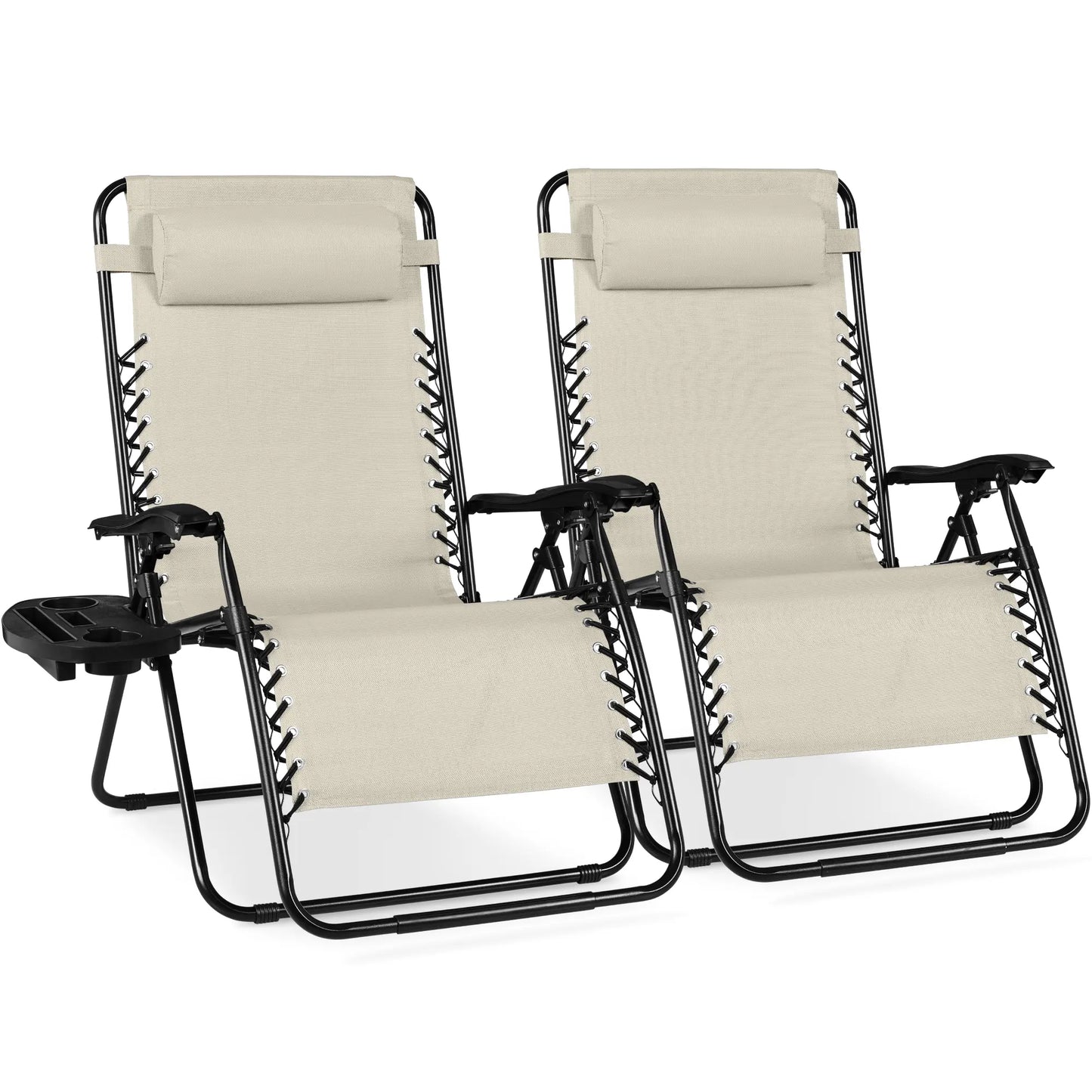 Best Choice Products Set of 2 Extra Wide Zero Gravity Lounge Chair Recliners W/ Cup Holder