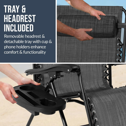 Best Choice Products Set of 2 Extra Wide Zero Gravity Lounge Chair Recliners W/ Cup Holder