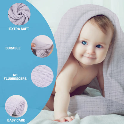 Muslin Baby Bath Towel Soft Muslin Cotton Baby Towel Absorbent 3 Pack 40" X 40" (Grey)
