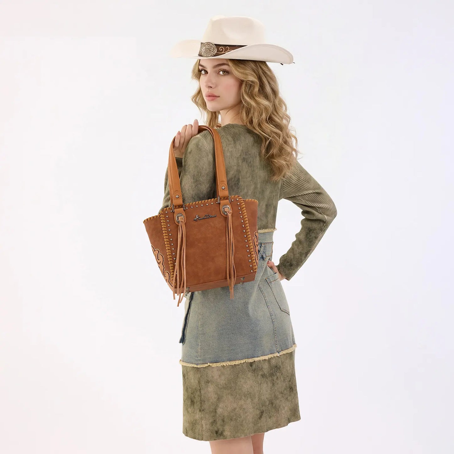 Montana West Western Small Tote Bag for Women Designer Leather Tassel Top Handle Handbags