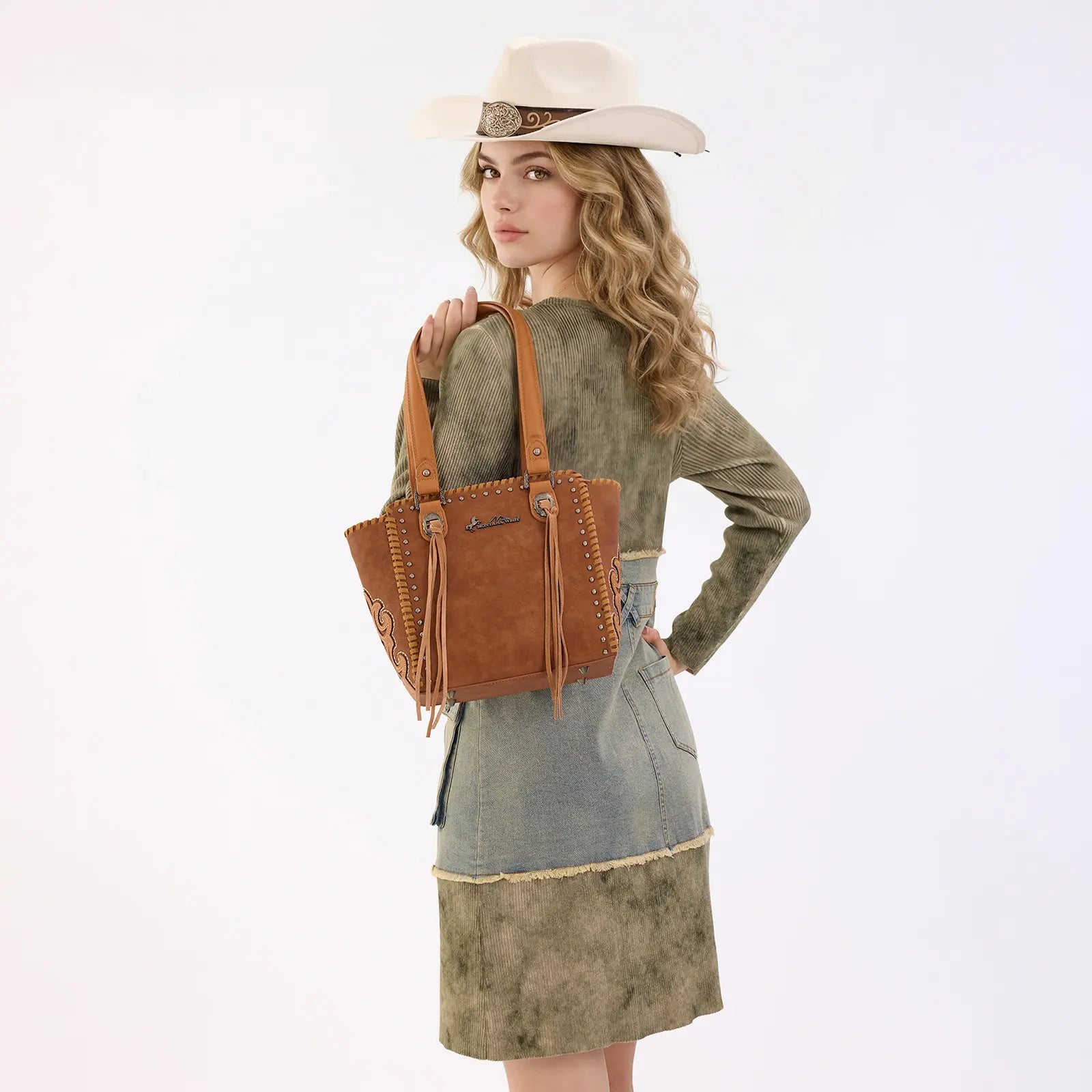 Montana West Western Small Tote Bag for Women Designer Leather Tassel Top Handle Handbags