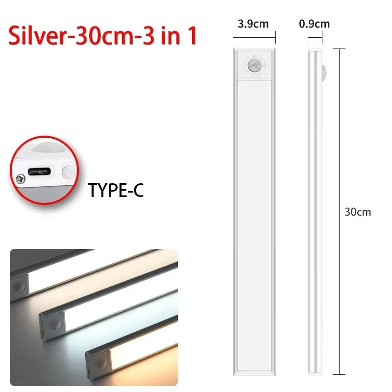 10-60Cm LED under Cabinet Lights Wireless Motion Sensor Night Light Ultra Thin Light for Kitchen Bedroom Closet Cabinet Lighting