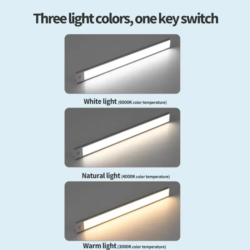 10-60Cm LED under Cabinet Lights Wireless Motion Sensor Night Light Ultra Thin Light for Kitchen Bedroom Closet Cabinet Lighting