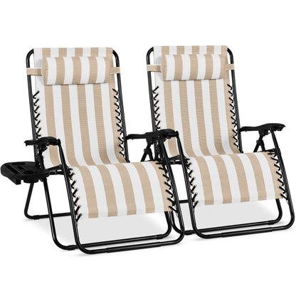 Best Choice Products Set of 2 Extra Wide Zero Gravity Lounge Chair Recliners W/ Cup Holder
