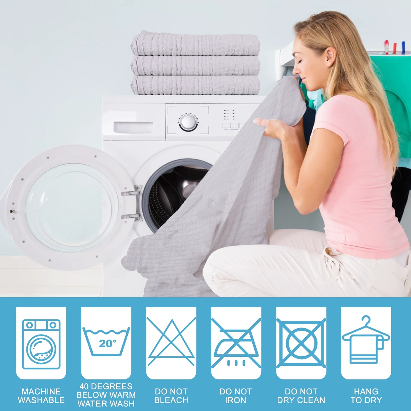 Muslin Baby Bath Towel Soft Muslin Cotton Baby Towel Absorbent 3 Pack 40" X 40" (Grey)