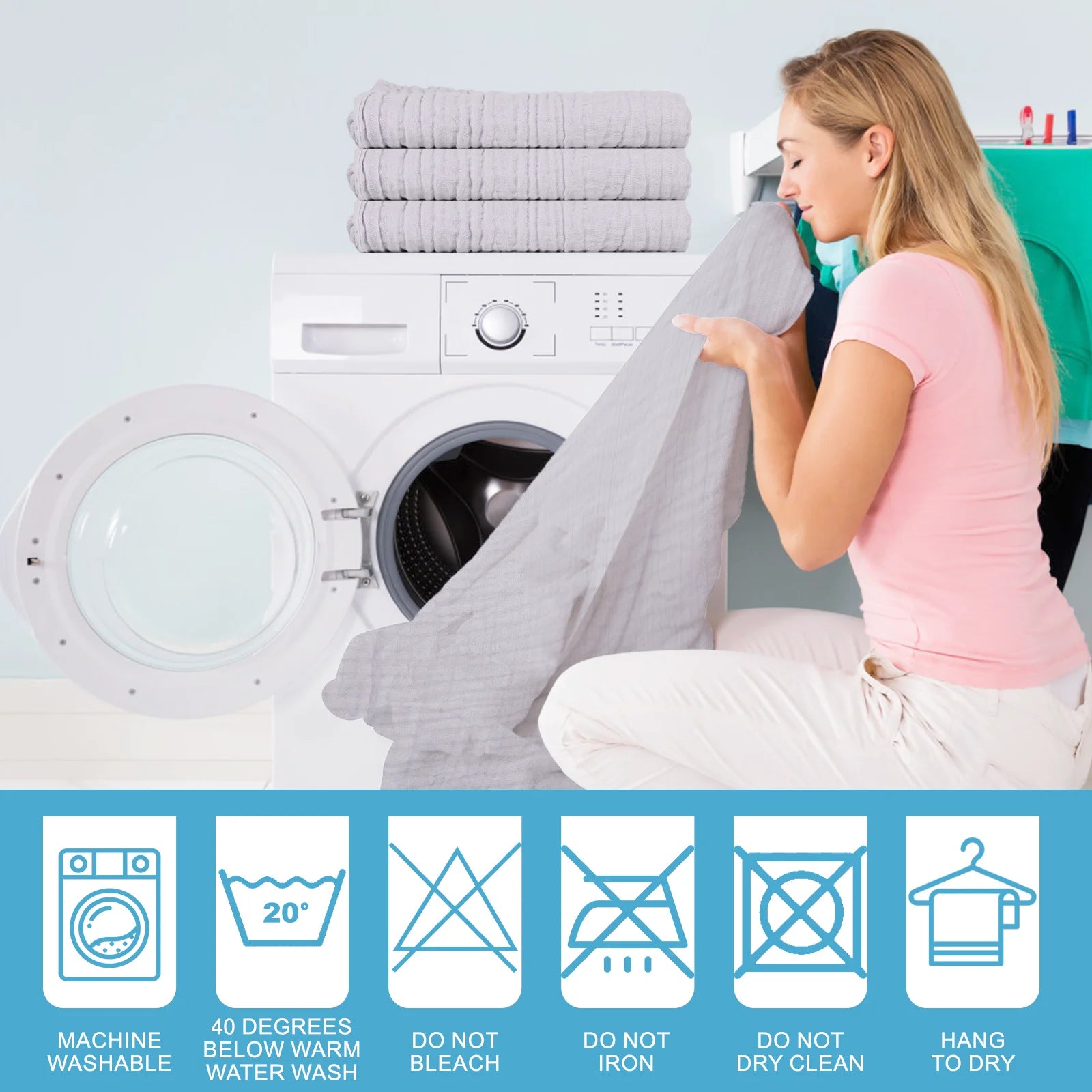 Muslin Baby Bath Towel Soft Muslin Cotton Baby Towel Absorbent 3 Pack 40" X 40" (Grey)