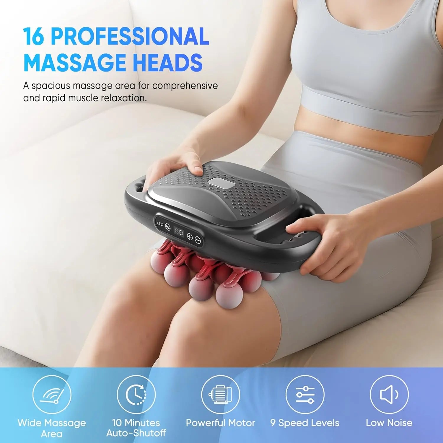 Nexpowx 16-Head Deep Tissue Massage Gun for Full-Body Muscle Relief, High-Power Percussion Massager with Adjustable Speeds, Portable Pain Relief Device for Athletes, Fitness Recovery & Home Relaxation Handle Sensitive, Asmr Head Massager