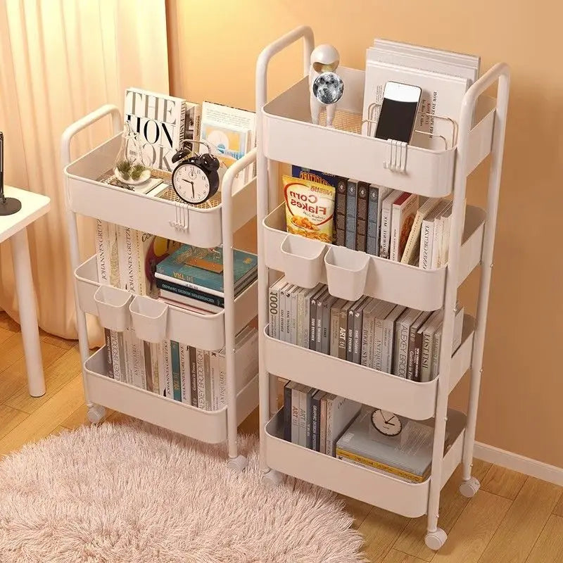 Household Trolley Kitchen Multi-Layer Floor Standing Storage Rack Bathroom Movable Storage Rack Living Room Snack Cart