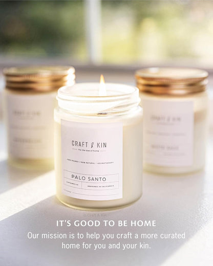Palo Santo Scented Candle | 8 Oz 45 Hour Long Lasting | Classic Soy Woodwick Winter Candles | Made with Natural Soy | Holiday Candles Gifts for Men and Women