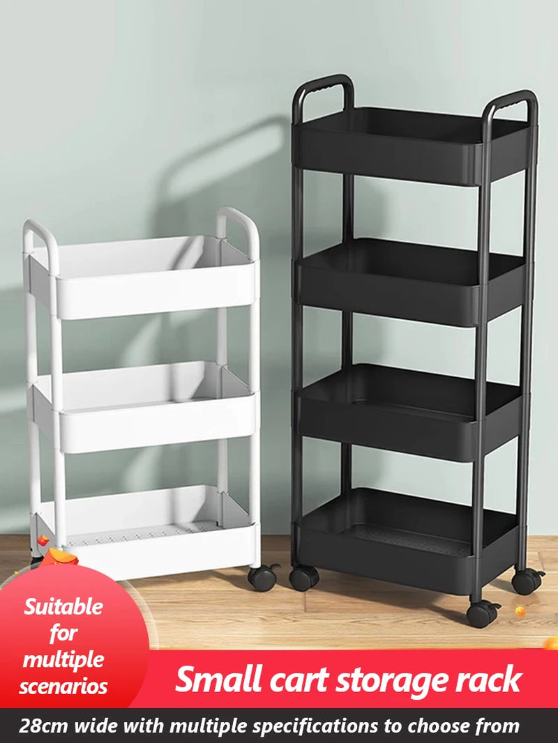 Household Trolley Kitchen Multi-Layer Floor Standing Storage Rack Bathroom Movable Storage Rack Living Room Snack Cart