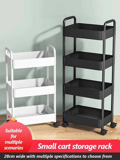 Household Trolley Kitchen Multi-Layer Floor Standing Storage Rack Bathroom Movable Storage Rack Living Room Snack Cart