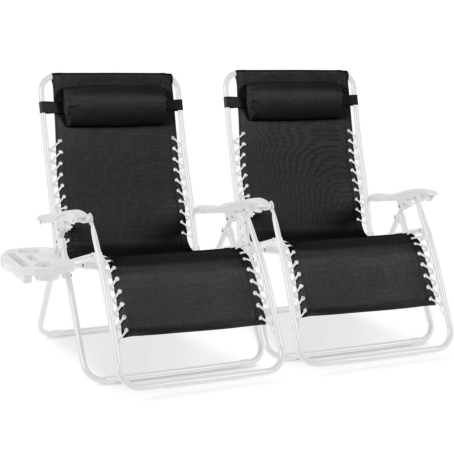 Best Choice Products Set of 2 Extra Wide Zero Gravity Lounge Chair Recliners W/ Cup Holder