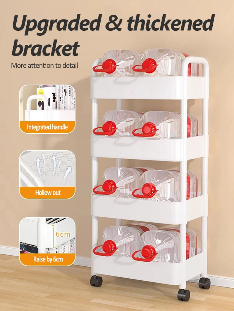 Household Trolley Kitchen Multi-Layer Floor Standing Storage Rack Bathroom Movable Storage Rack Living Room Snack Cart