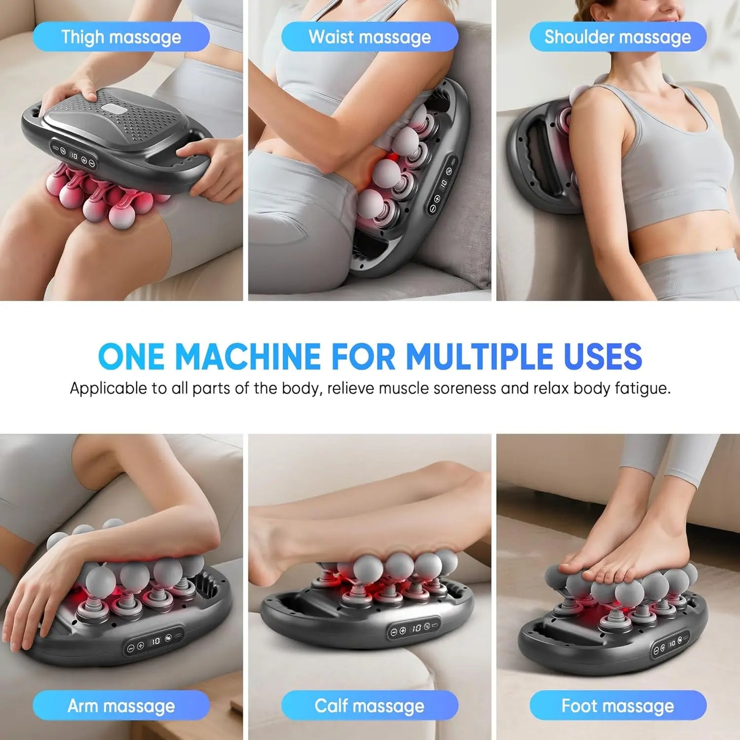 Nexpowx 16-Head Deep Tissue Massage Gun for Full-Body Muscle Relief, High-Power Percussion Massager with Adjustable Speeds, Portable Pain Relief Device for Athletes, Fitness Recovery & Home Relaxation Handle Sensitive, Asmr Head Massager