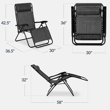 Best Choice Products Set of 2 Extra Wide Zero Gravity Lounge Chair Recliners W/ Cup Holder