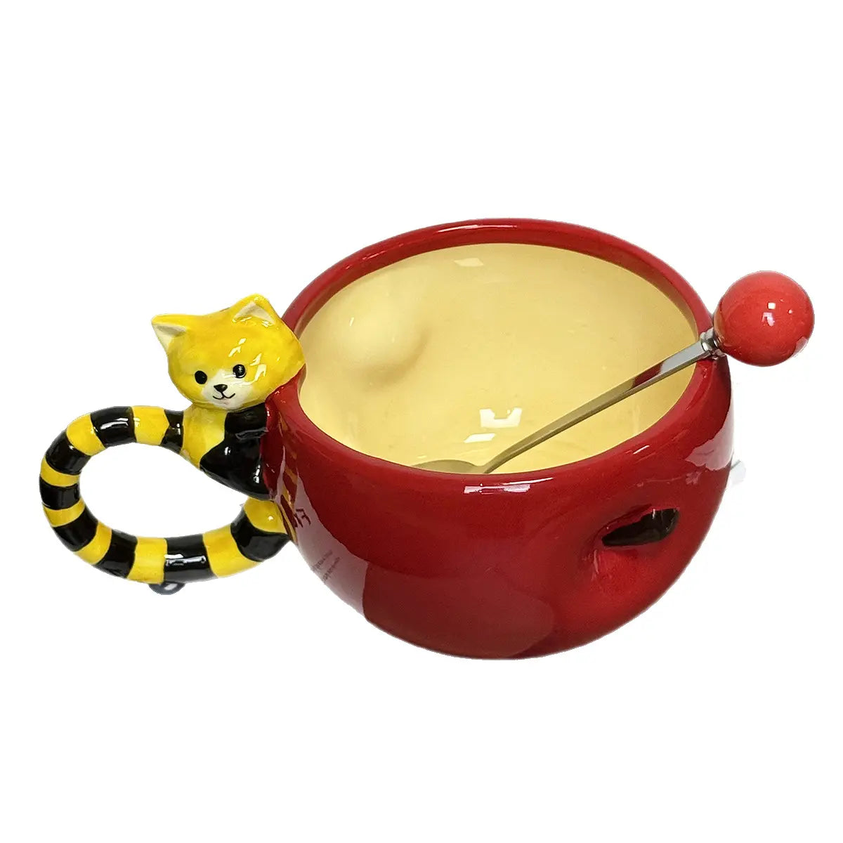 UFORU Cute and Creative Ceramic Mug Set, Strawberry/Watermelon/Coconut/Panda Coffee Cup with Lid/Straw/Spoon, Ceramic Cup Home, Microwave Dishwasher for Office Use, Instagram Style Cute Girl Gift