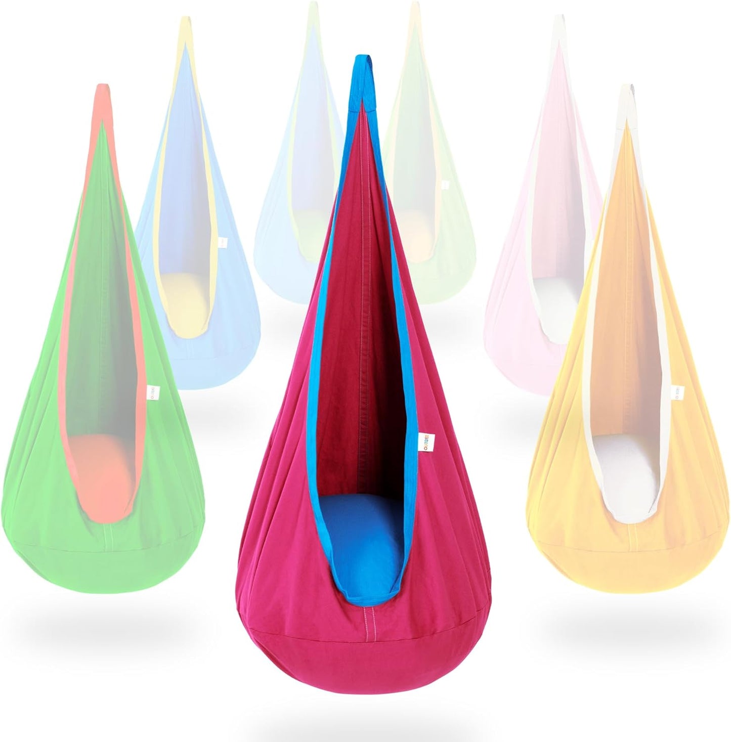 Kids Pod Swing Seat, Cotton Child Hammock Swing Chair, Sensory Swing for Indoor and Outdoor Use, Pink and Blue
