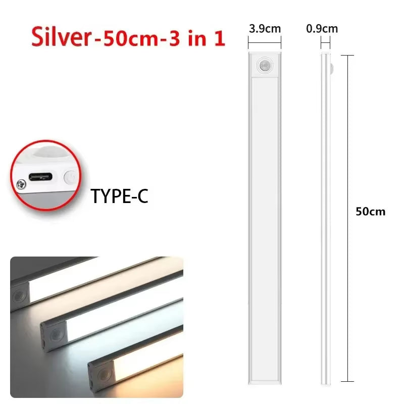 10-60Cm LED under Cabinet Lights Wireless Motion Sensor Night Light Ultra Thin Light for Kitchen Bedroom Closet Cabinet Lighting