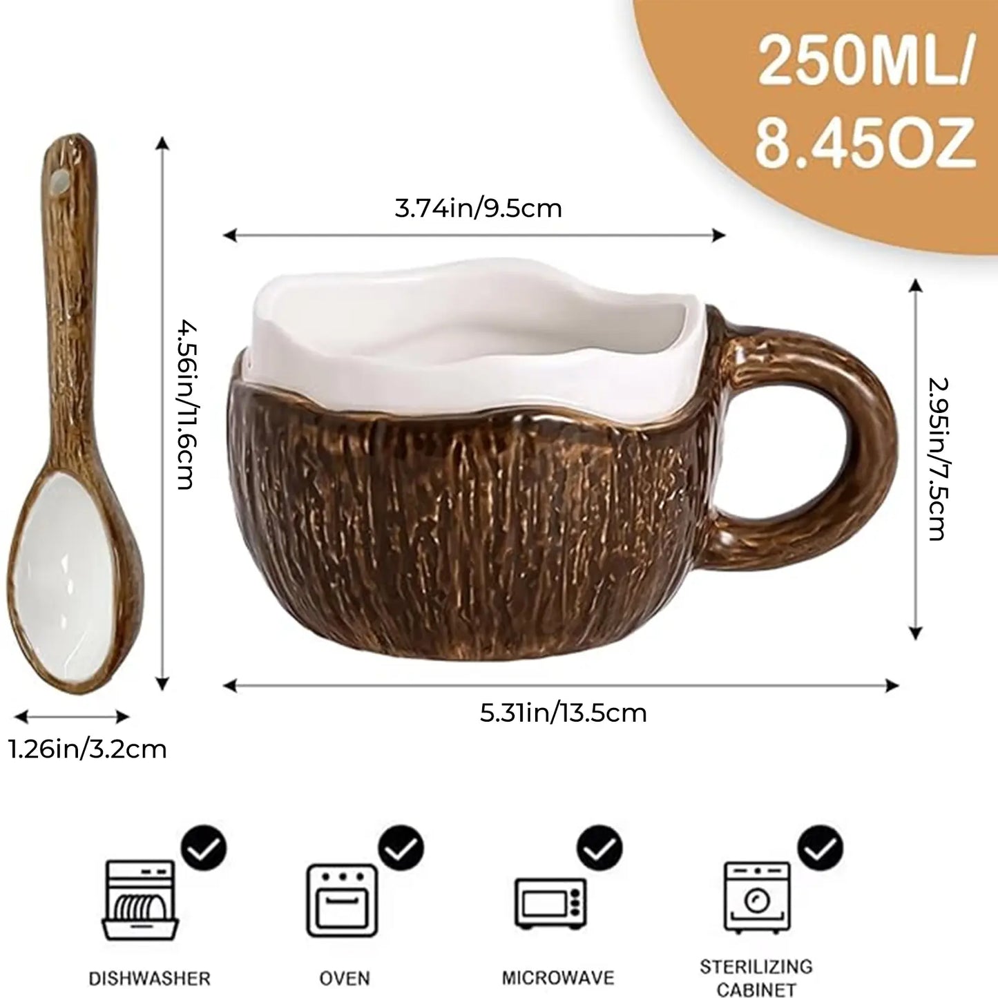 UFORU Cute and Creative Ceramic Mug Set, Strawberry/Watermelon/Coconut/Panda Coffee Cup with Lid/Straw/Spoon, Ceramic Cup Home, Microwave Dishwasher for Office Use, Instagram Style Cute Girl Gift