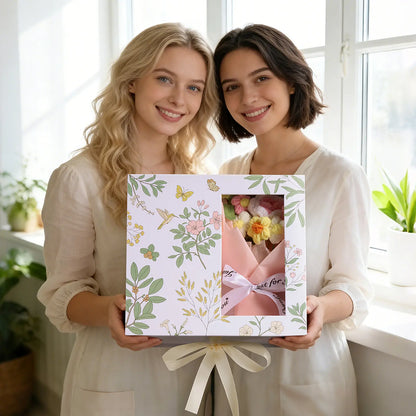 Mayicivo Mother'S Day Gifts for Women Mom Friend Sister, Unique Birthday Gifts for Women Girlfriend Wife Daughter, Christmas Candles Hummingbird Rotating Scented Candles Set for Woman with Crochet Flower Bouquet