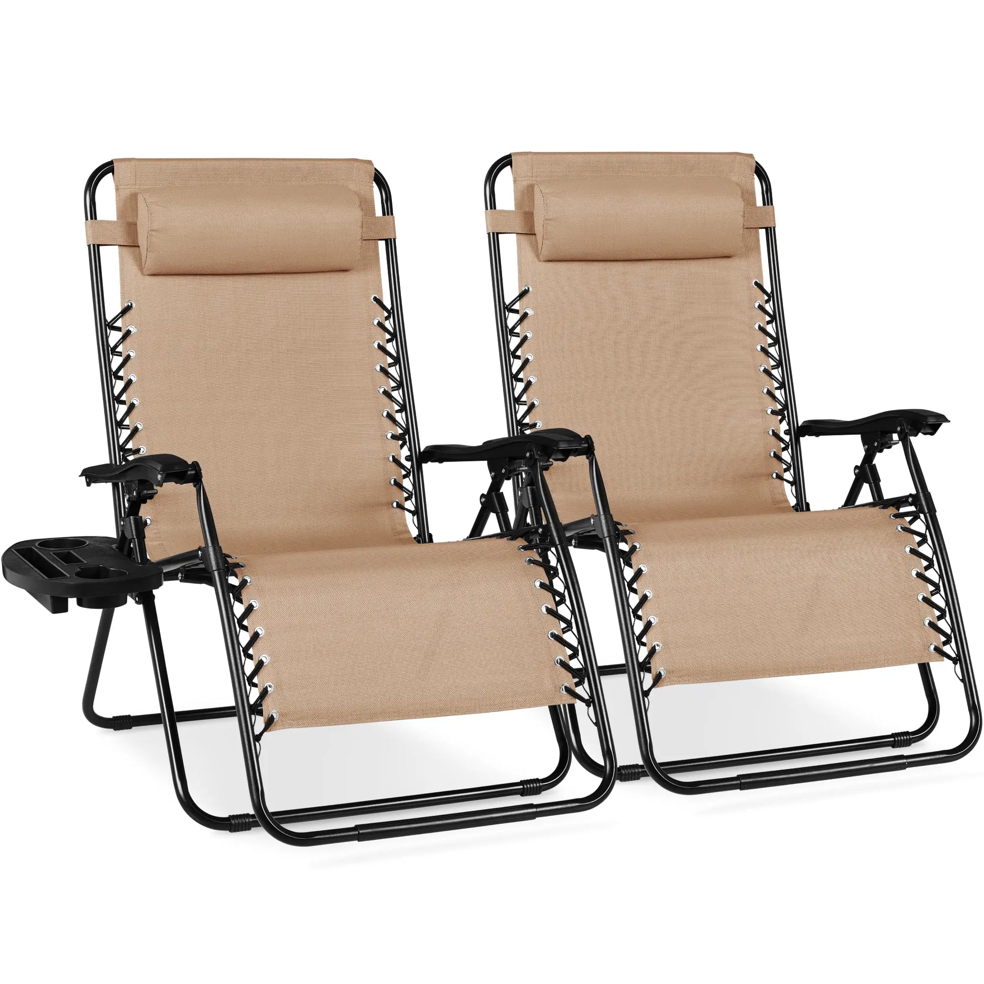 Best Choice Products Set of 2 Extra Wide Zero Gravity Lounge Chair Recliners W/ Cup Holder