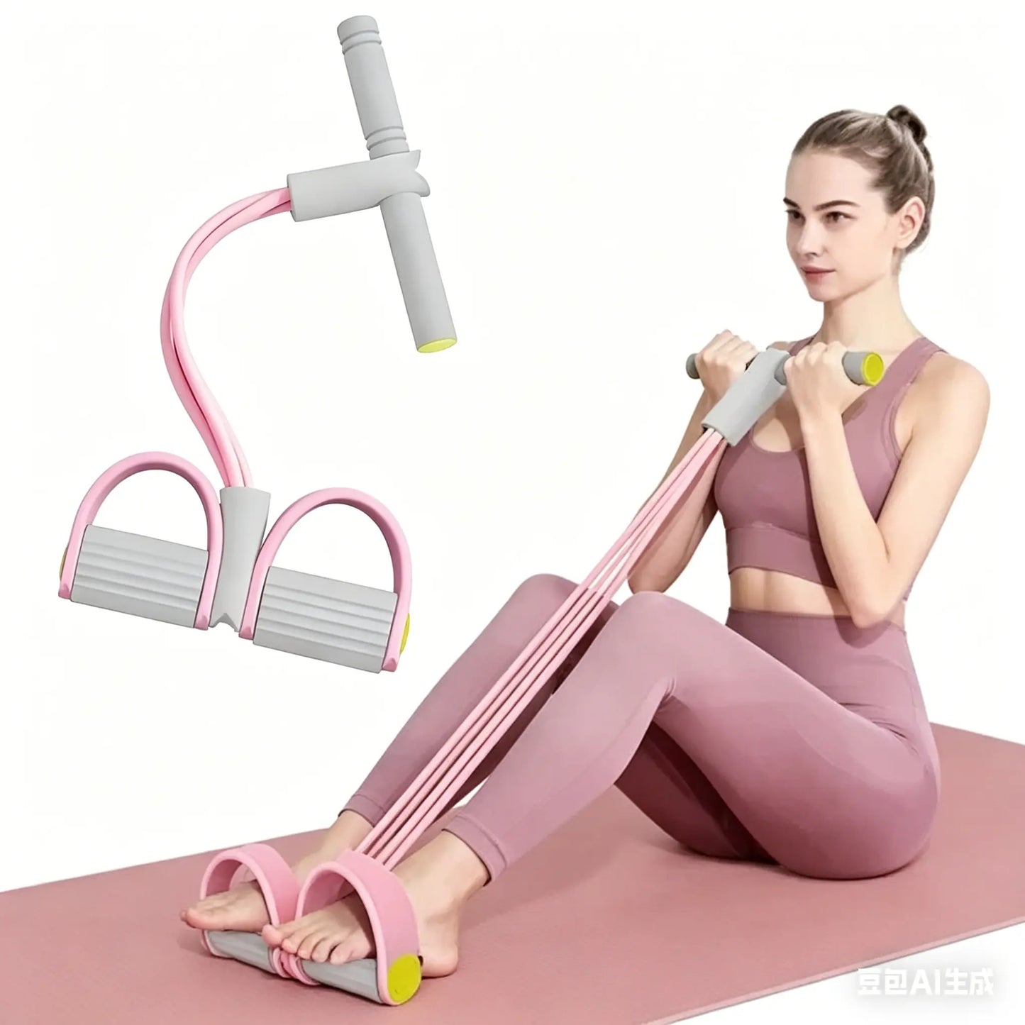 Multifunctional Tension Rope, 4-Tube Elastic Yoga Pedal Tension Belt, Natural Latex Tension Rope Fitness Equipment, for Abdominal/Waist/Arm/Leg Stretching