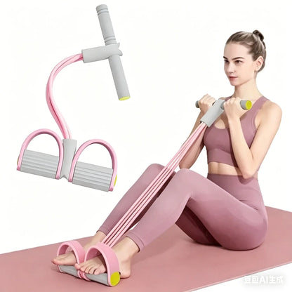 Multifunctional Tension Rope, 4-Tube Elastic Yoga Pedal Tension Belt, Natural Latex Tension Rope Fitness Equipment, for Abdominal/Waist/Arm/Leg Stretching