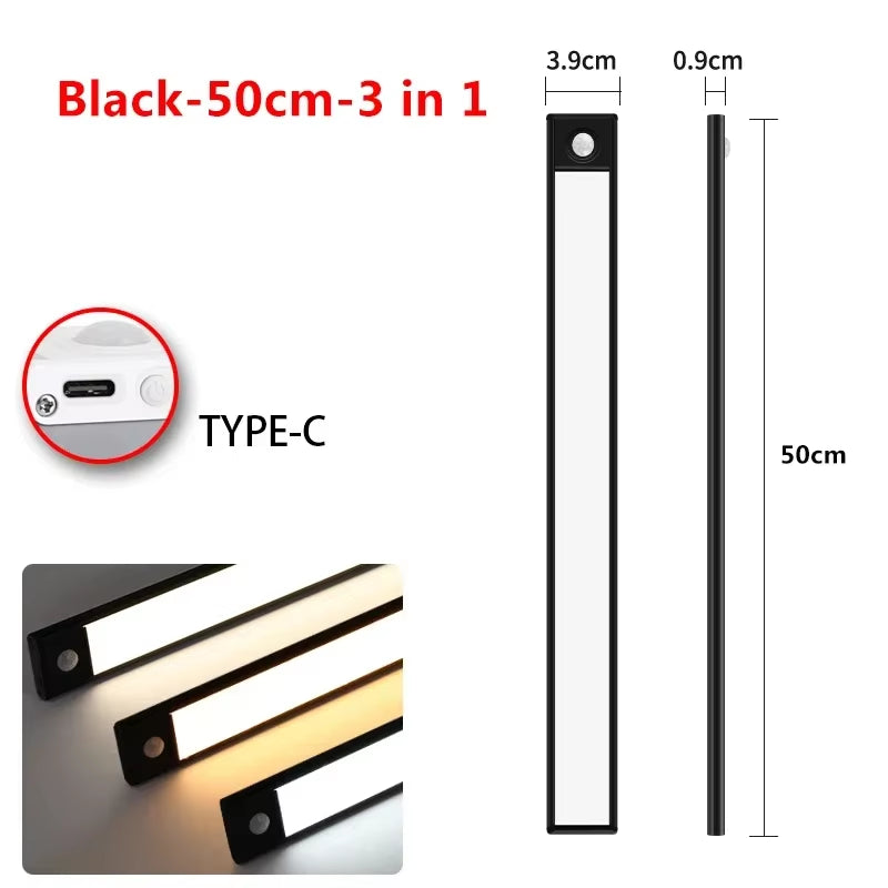 10-60Cm LED under Cabinet Lights Wireless Motion Sensor Night Light Ultra Thin Light for Kitchen Bedroom Closet Cabinet Lighting
