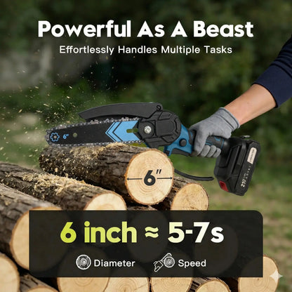 Mini Chainsaw,Portable Electric Cordless Chainsaw,Battery Powered,Small Power Handheld Chain Saws Pruning Shears for Tree Branches,Gifts for Men Women(2 Batteries&2 Chains)