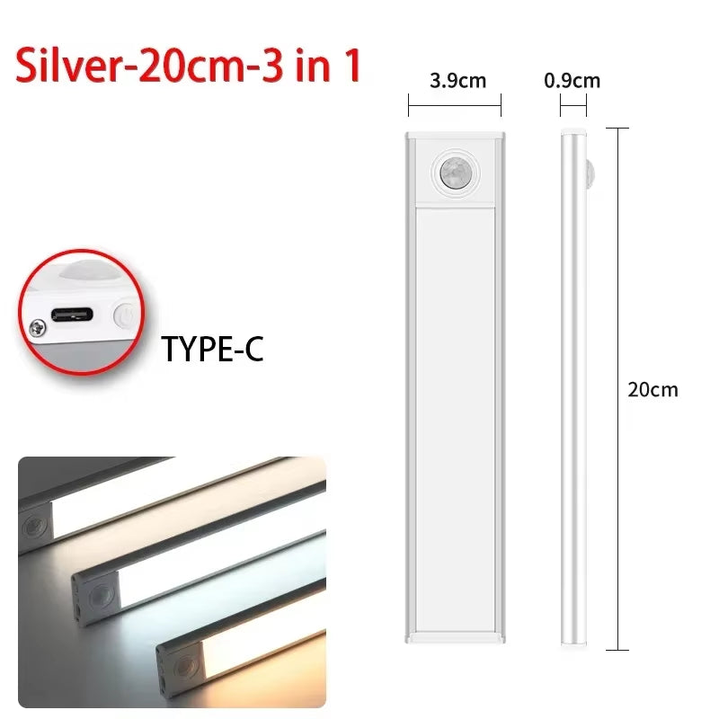 10-60Cm LED under Cabinet Lights Wireless Motion Sensor Night Light Ultra Thin Light for Kitchen Bedroom Closet Cabinet Lighting