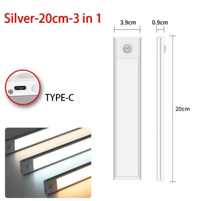 10-60Cm LED under Cabinet Lights Wireless Motion Sensor Night Light Ultra Thin Light for Kitchen Bedroom Closet Cabinet Lighting