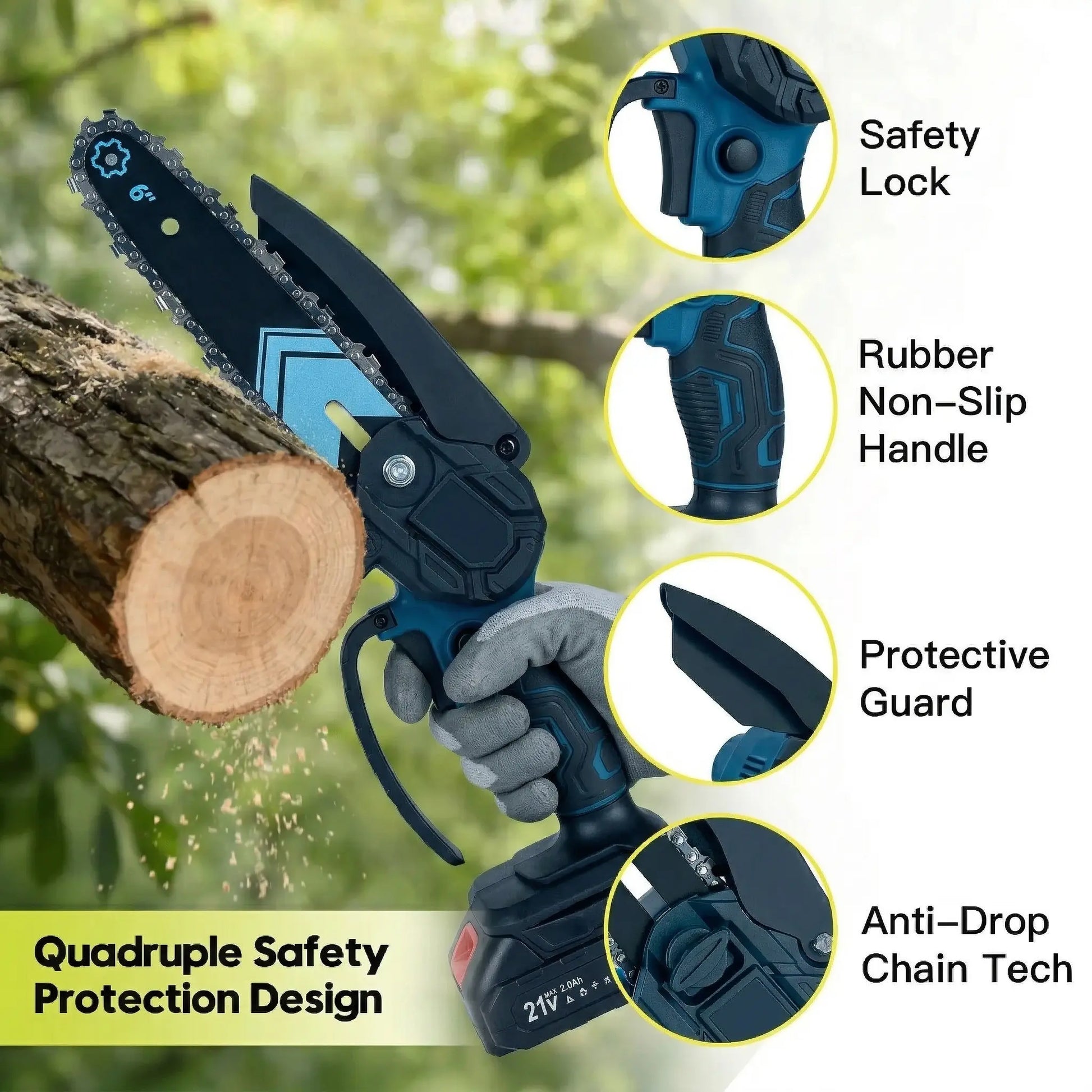 Mini Chainsaw,Portable Electric Cordless Chainsaw,Battery Powered,Small Power Handheld Chain Saws Pruning Shears for Tree Branches,Gifts for Men Women(2 Batteries&2 Chains)
