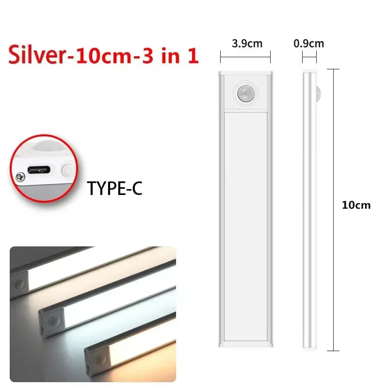 10-60Cm LED under Cabinet Lights Wireless Motion Sensor Night Light Ultra Thin Light for Kitchen Bedroom Closet Cabinet Lighting