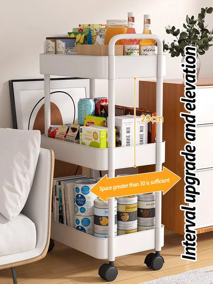Household Trolley Kitchen Multi-Layer Floor Standing Storage Rack Bathroom Movable Storage Rack Living Room Snack Cart