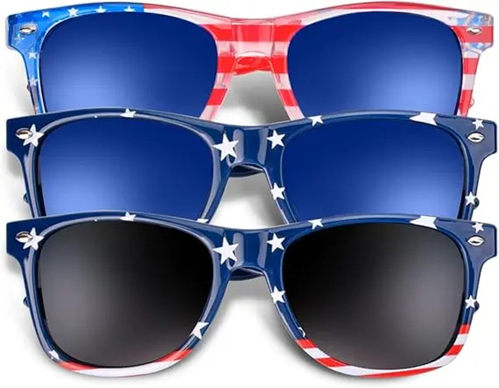 3 Pairs American Flag Sunglasses, 4Th of July Decorations Frame Sunglasses for Women Men Teens, Patriotic Party Favors Supplies Independence Day Memorial Day Decorations 4Th of July Accessories