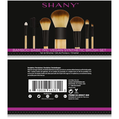 Bamboo Makeup Brush Set - Vegan Professional Makeup Brushes with Premium Synthetic Hair & Cotton Pouch for Easy Brush Storage - 7Pc with Pouch