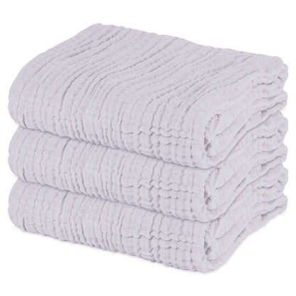 Muslin Baby Bath Towel Soft Muslin Cotton Baby Towel Absorbent 3 Pack 40" X 40" (Grey)