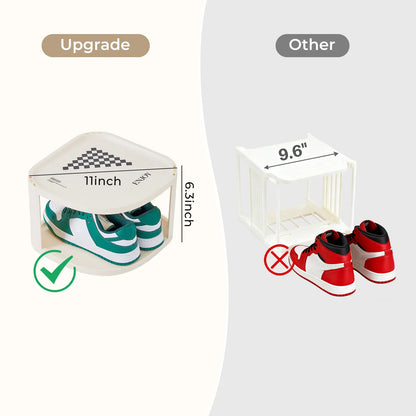 UFORU Corner Shoe Rack Stackable Shoe Rack Organizer for Entryway Closet Corner, Free Standing Shoe Rack Shelf, Saving, Curved, off White