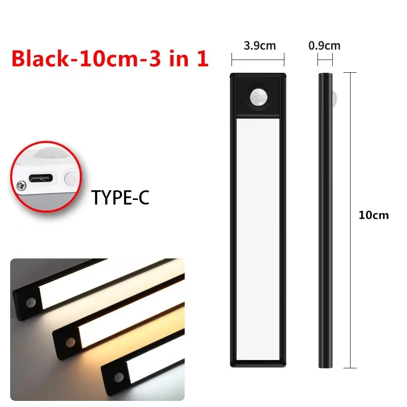 10-60Cm LED under Cabinet Lights Wireless Motion Sensor Night Light Ultra Thin Light for Kitchen Bedroom Closet Cabinet Lighting