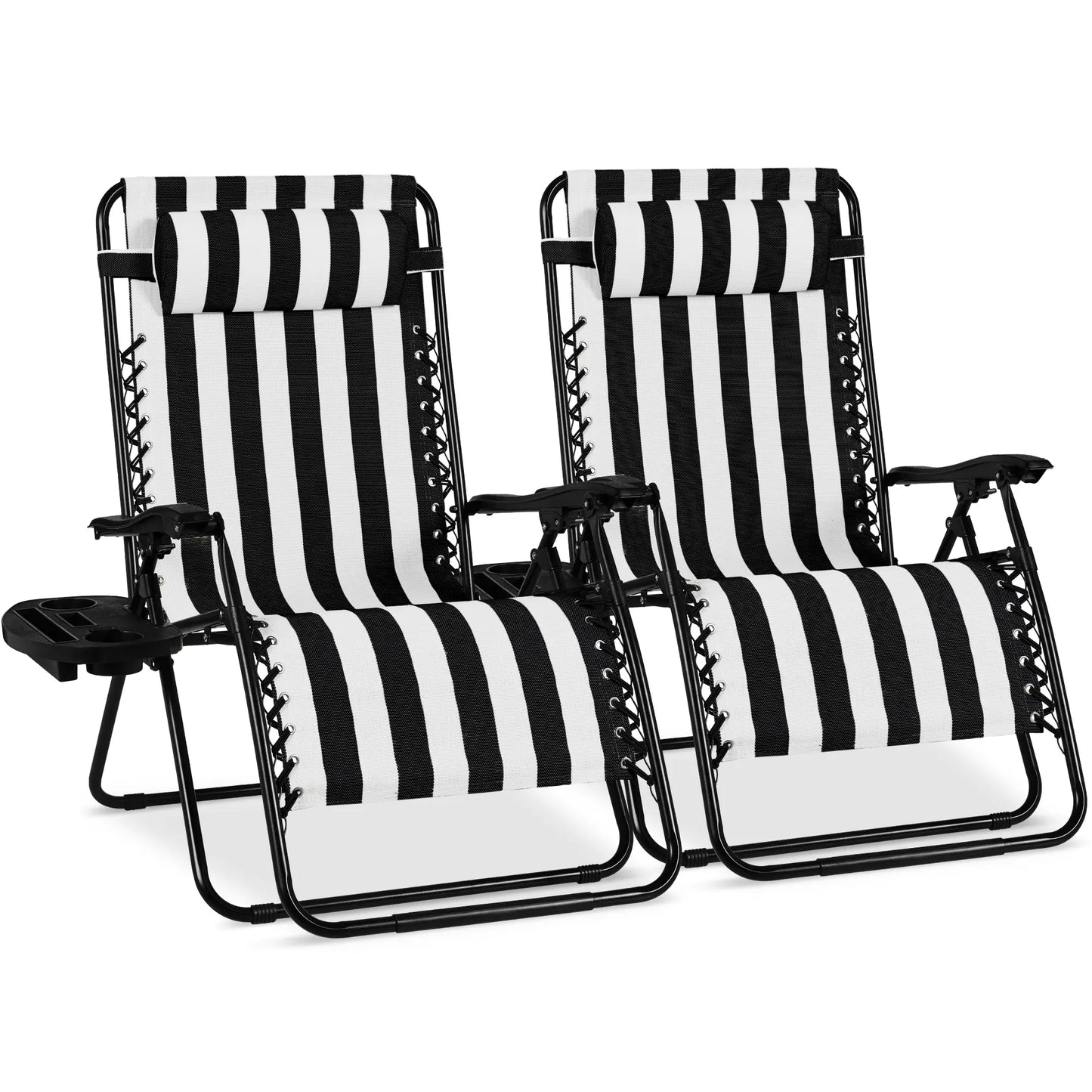 Best Choice Products Set of 2 Extra Wide Zero Gravity Lounge Chair Recliners W/ Cup Holder