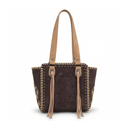 Montana West Western Small Tote Bag for Women Designer Leather Tassel Top Handle Handbags